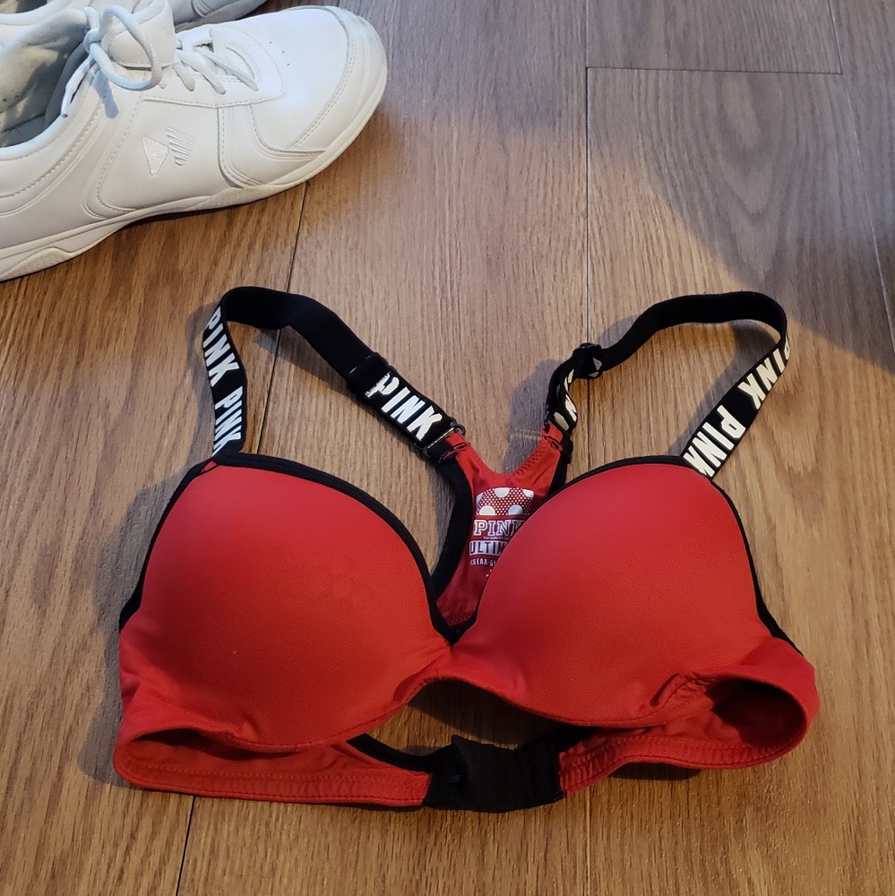 Red and black PINK sports bra size xs/AA